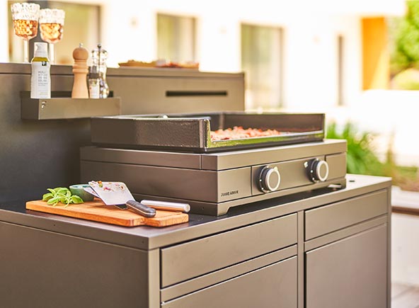 Módulo de cocina exterior de 120cm para planchas color negro 7