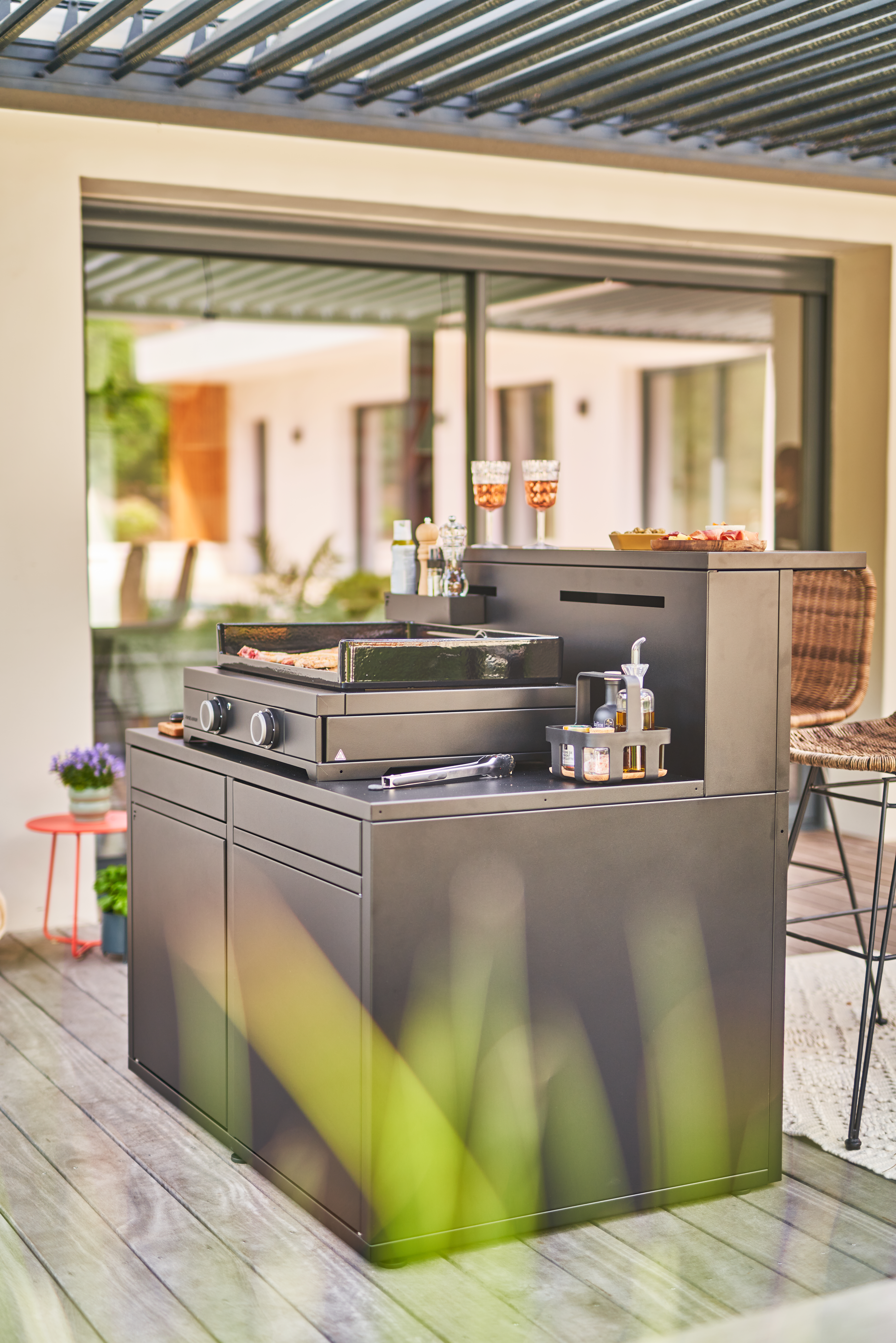 Módulo de cocina exterior de 120cm para planchas color negro 5