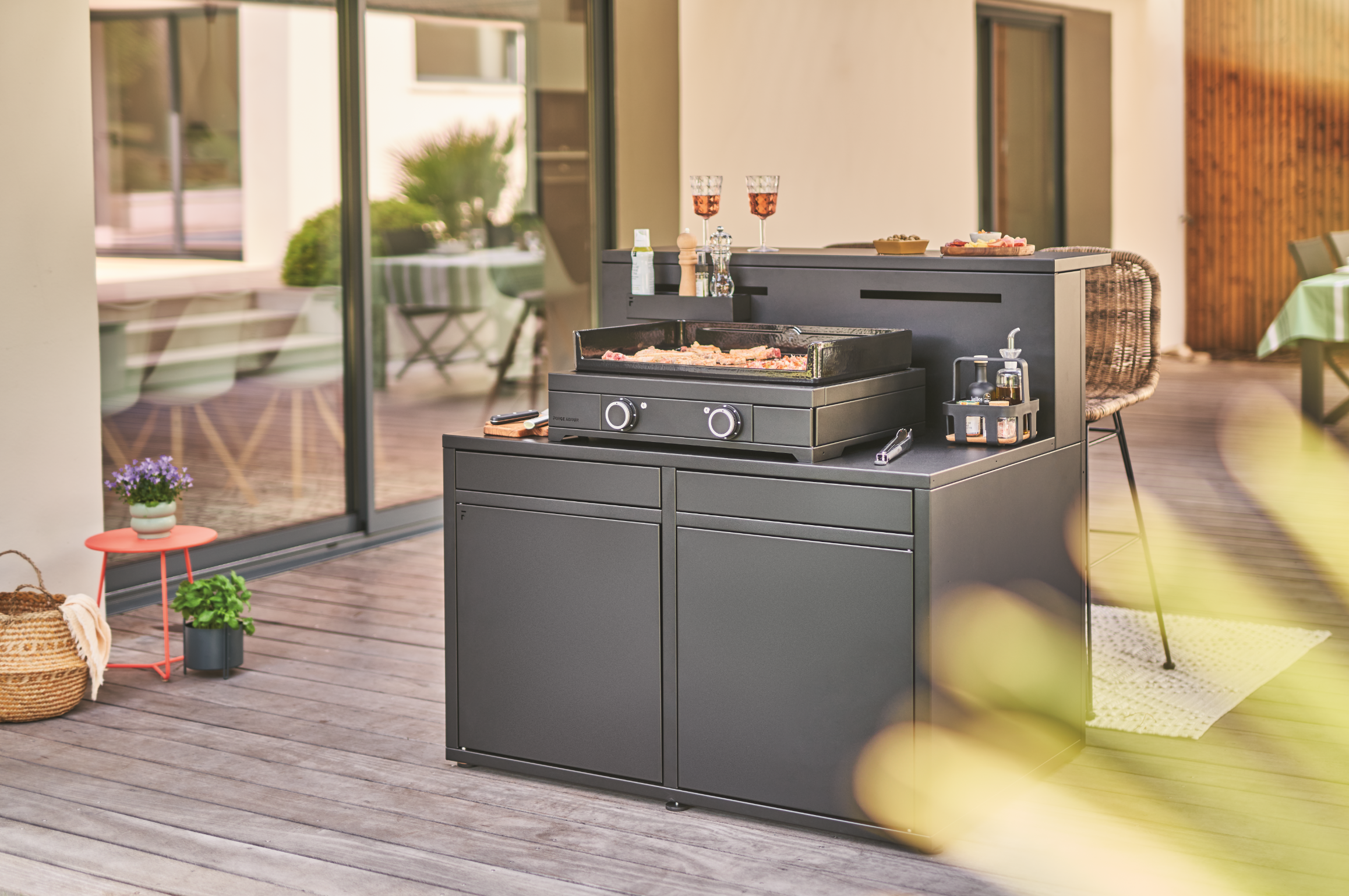 Módulo de cocina exterior de 120cm para planchas color negro 3