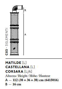 Columna cerámica C02 76cm para MATILDE, CASTELLANA, CORSARA, VIENNESE