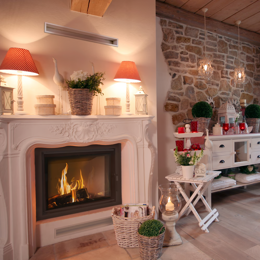 Chimenea de leña calefactora LUCY 16kW (Doble cristal) 2
