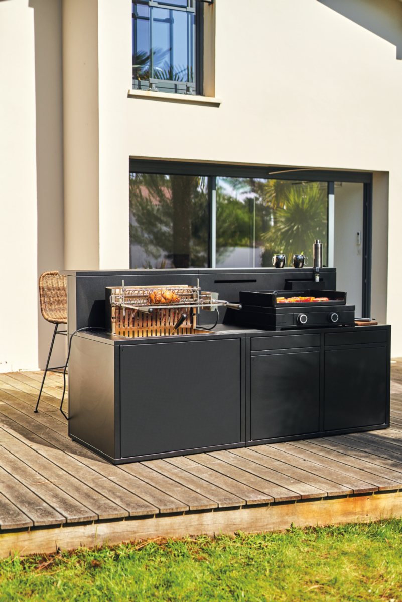 Módulo de cocina exterior de 120cm para planchas color negro 6