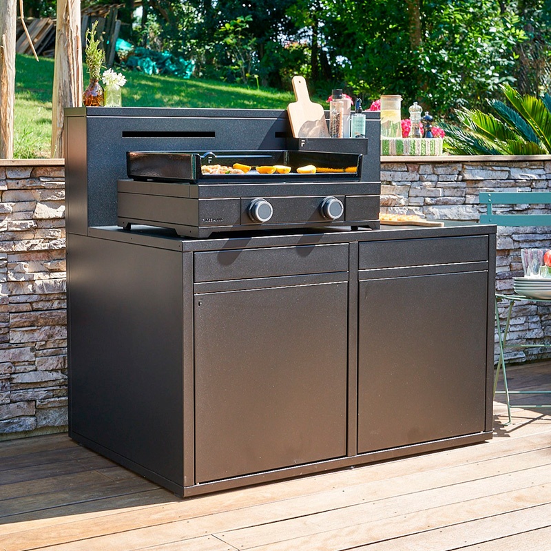 Módulo de cocina exterior para para planchas color negro 19