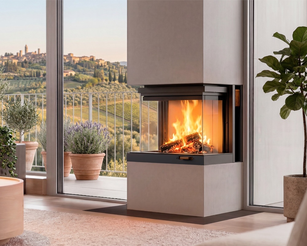 Chimenea de leña 76X33X49 S3 2.0 Guillotina 3 caras