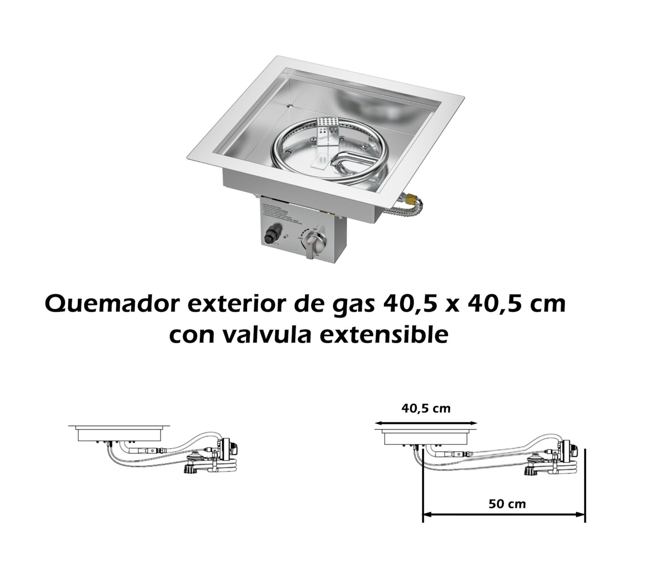 Quemador de gas cuadrado 405x405 lpg NORAFLAMES 2