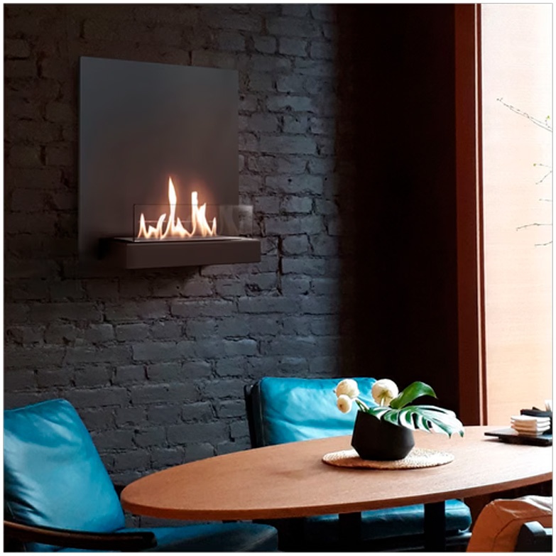 Chimenea de bioetanol de pared PLANK negra