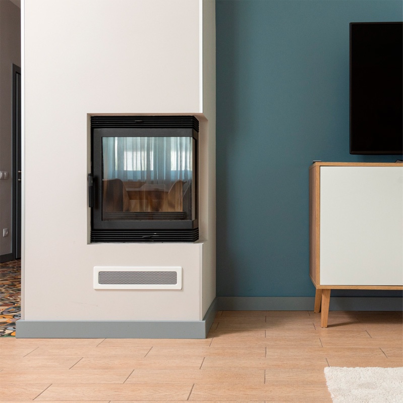 Chimenea de leña BLANKA 8kW Esquinero