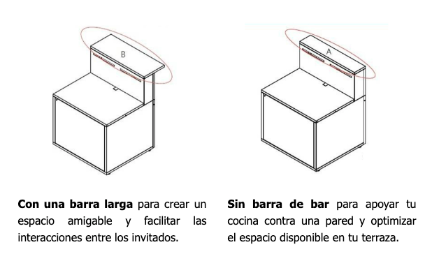 Módulo para cocina exterior con grill color negro 11
