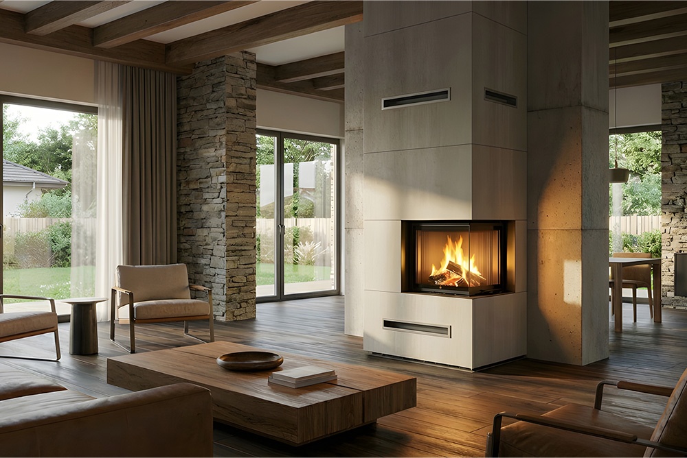 Chimenea de leña esquinera MILANO 480_480 Guillotina 1