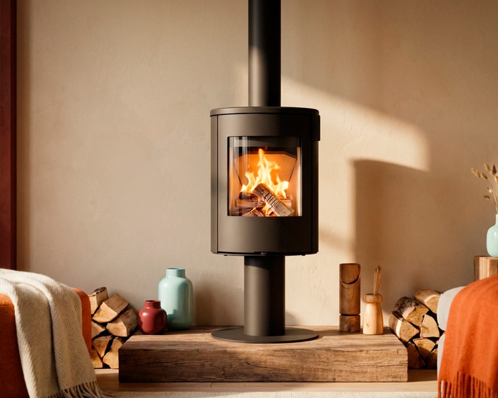 Estufa de leña KELIO con base redonda 2
