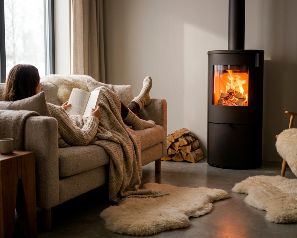 Estufa de leña KELIO con base BOX M