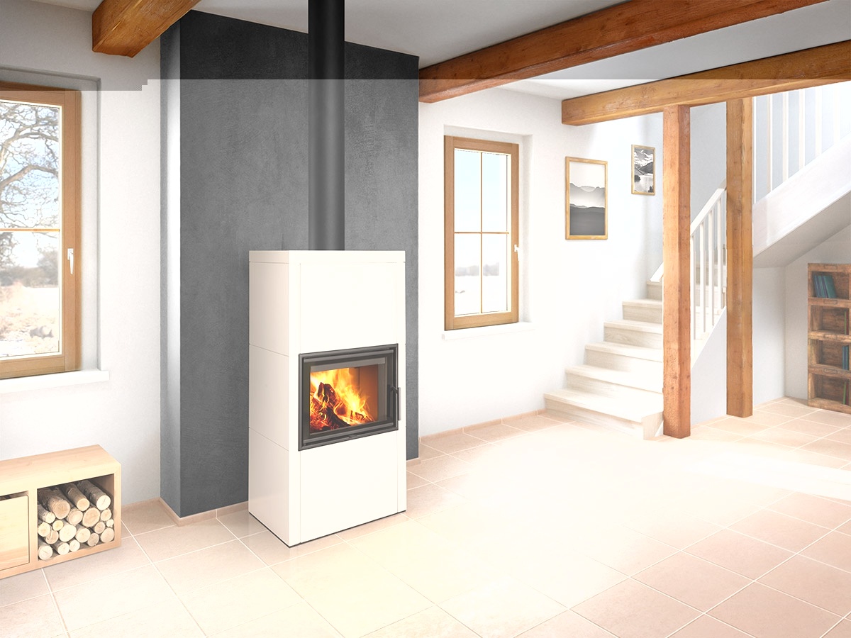 Chimenea de leña HEAT 70.44 SLIM interior cerámico negro (Frontal) H4P16