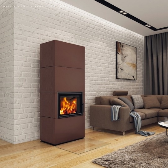 Chimenea de leña HEAT 70.44 SLIM interior cerámico negro (Frontal) H4P16