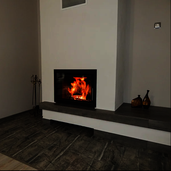 Chimenea de leña HEAT F66/47 (Frontal) Interior carámico negro