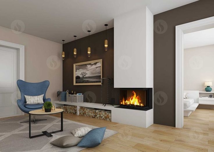Chimenea de leña HEAT 65.52.31- Doble corner int.ref.negro (Pta guillotina, cr. dividido) HC3LH25