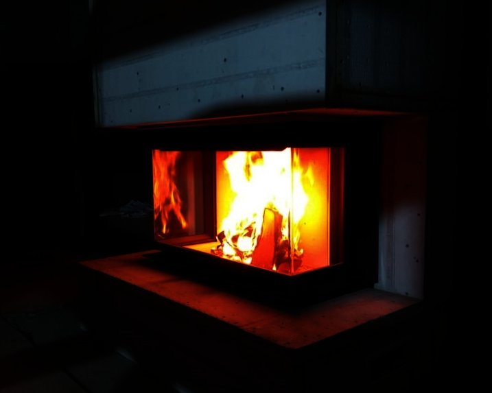 Chimenea de leña HEAT 80.52.31- Doble corner int.cerám. negro(Pta guillotina, cr. dividido) HC3LJ26