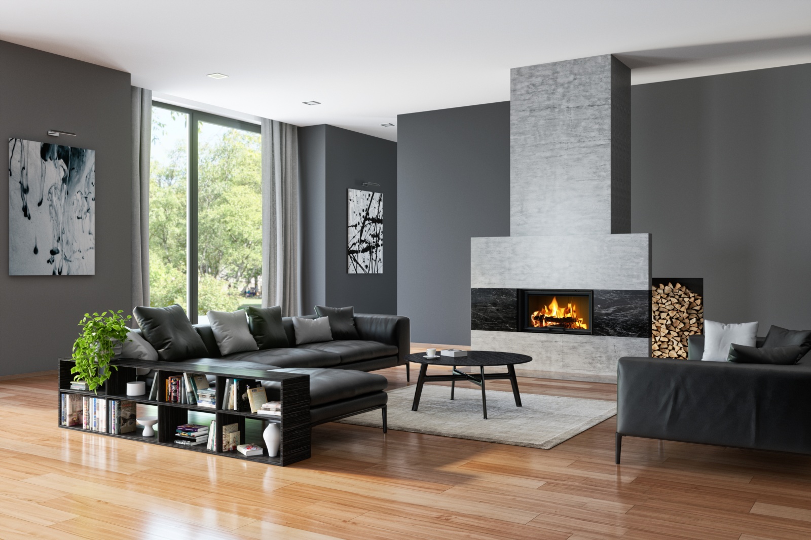 Chimenea de leña HEAT FG 85/47 (Frontal) Interiro negro 2
