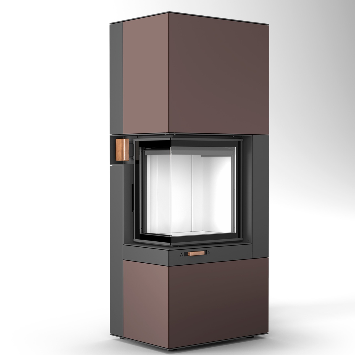 Chimenea de leña KAMIBA 59 esquinera (puerta batiente) 1