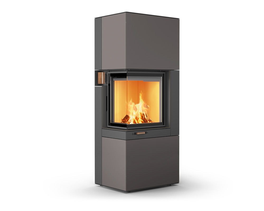 Chimenea de leña KAMIBA 59 esquinera (puerta batiente)