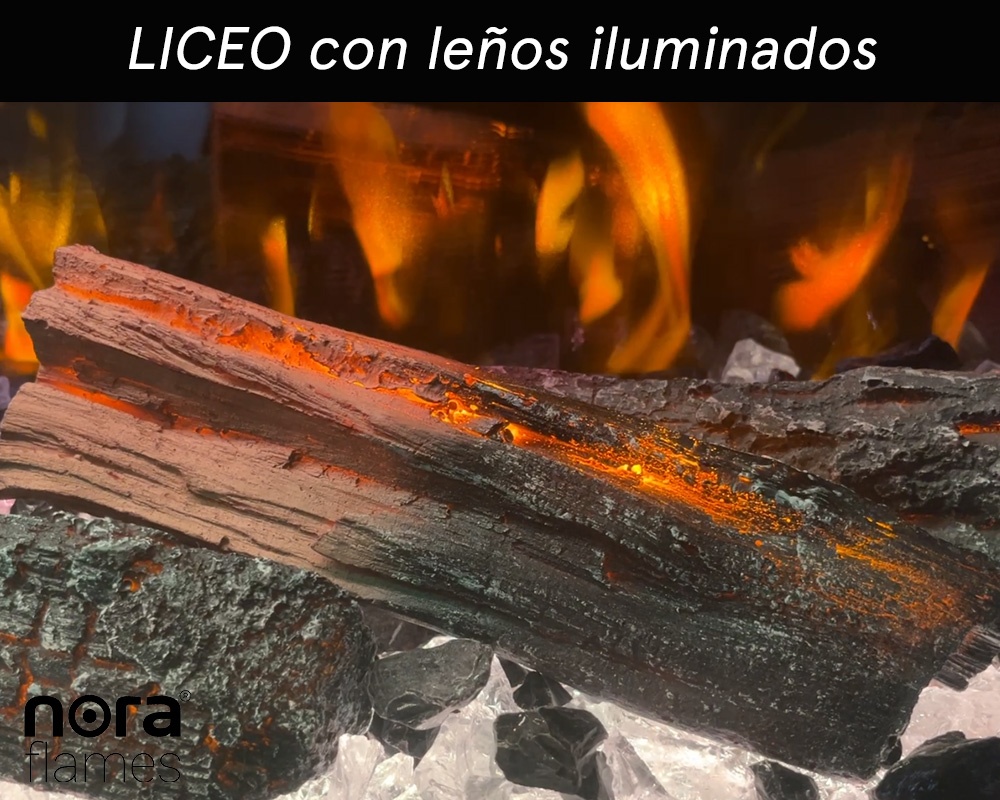 Chimenea eléctrica LICEO 150 con troncos iluminados 4