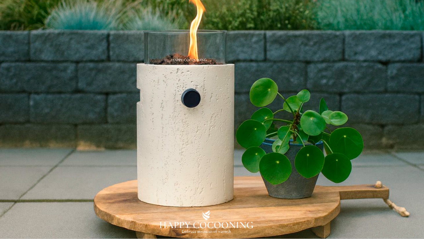 Estufa de gas de exterior LUMI STONE travertine 1