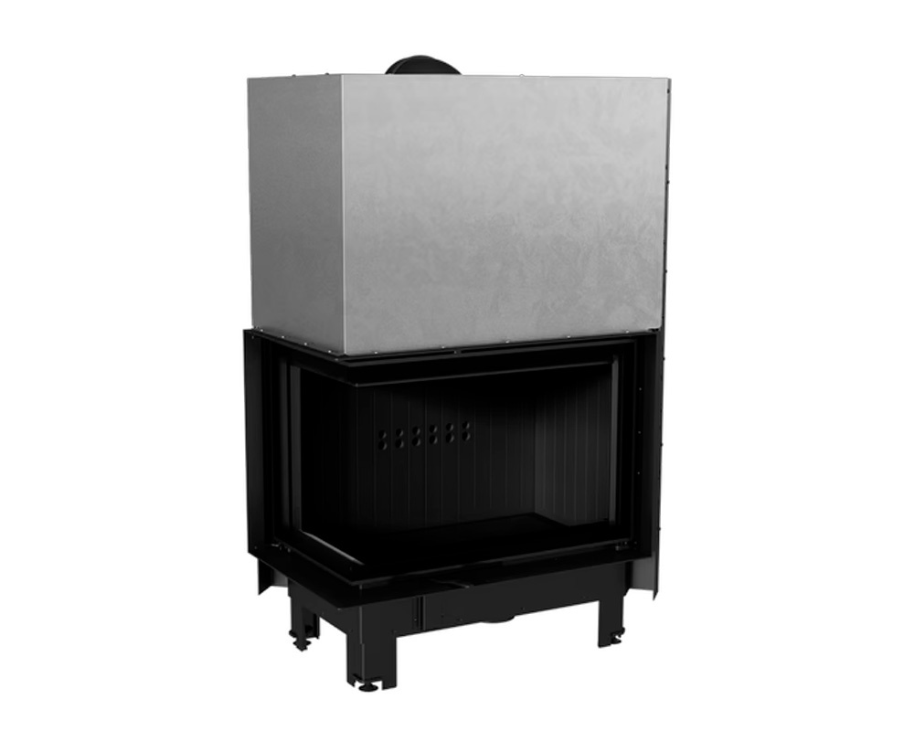 Chimenea de leña MBA Esquinero (Puerta guillotina) Cristal único