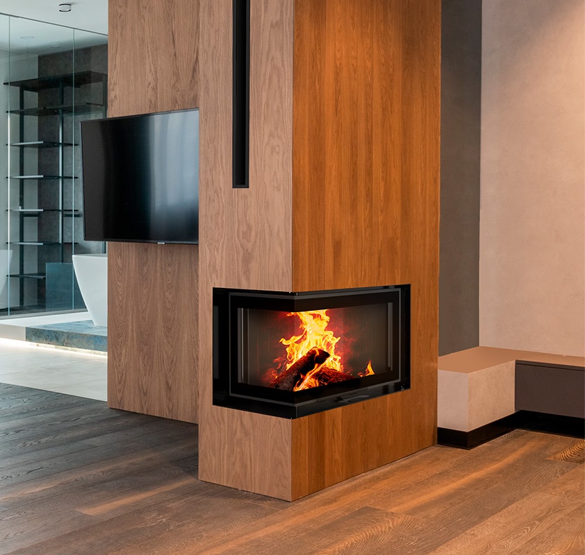Chimenea de leña MBM 10 kW Esquinero (Puerta guillotina) 4