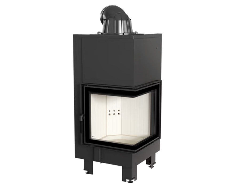 Chimenea de leña MBN 8 kW Esquinero (Puerta lateral) cristal único