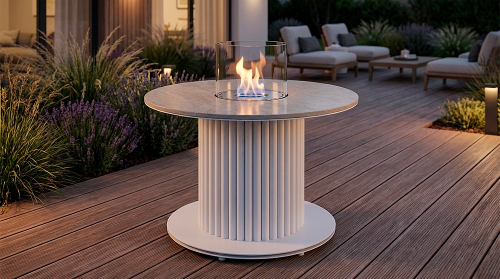 Mesa bioetanol exterior TABLE CORE 400 SLIM cuarzo sintético 1