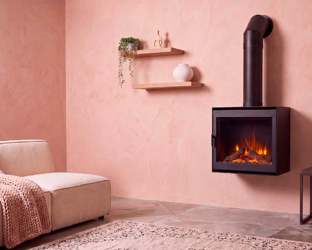 Chimenea eléctrica CUBE con puerta metálica