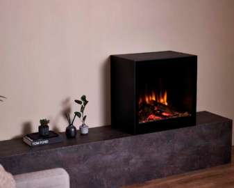 Chimenea eléctrica CUBE con puerta metálica