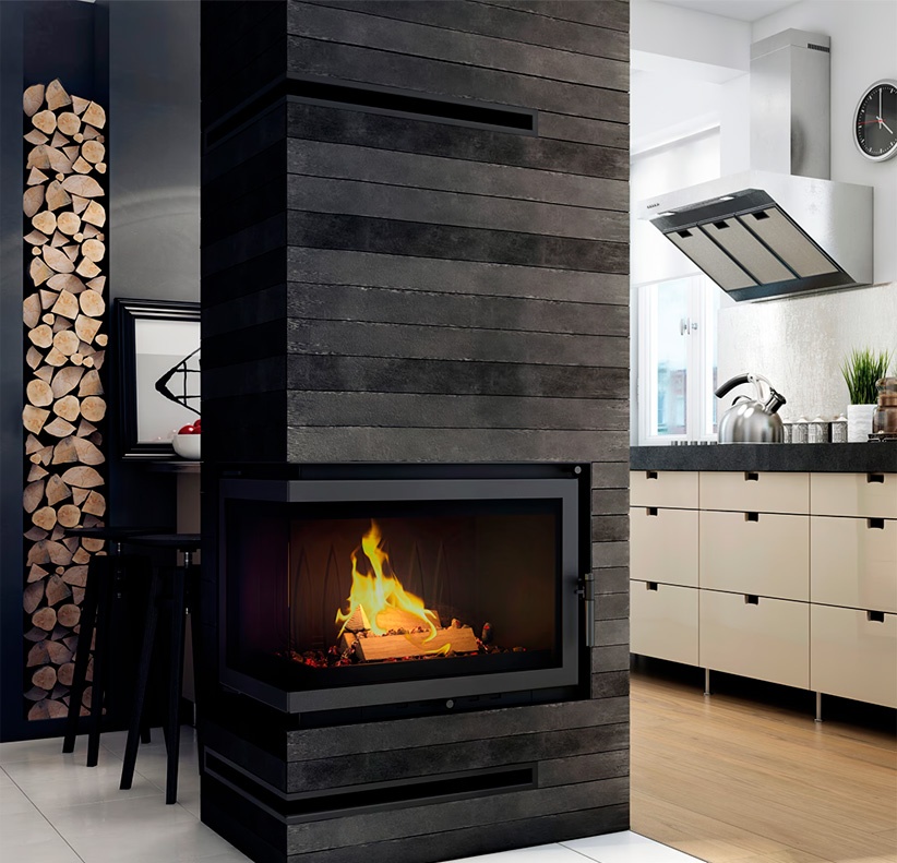 Chimenea de leña OLIWIA Esquinera (Puerta lateral) 3
