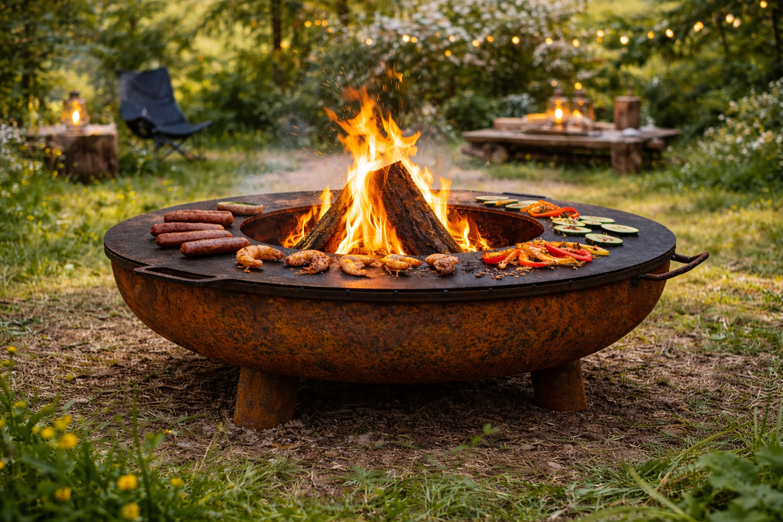 Pebetero Nora Flames 80 con patas acero corten 5