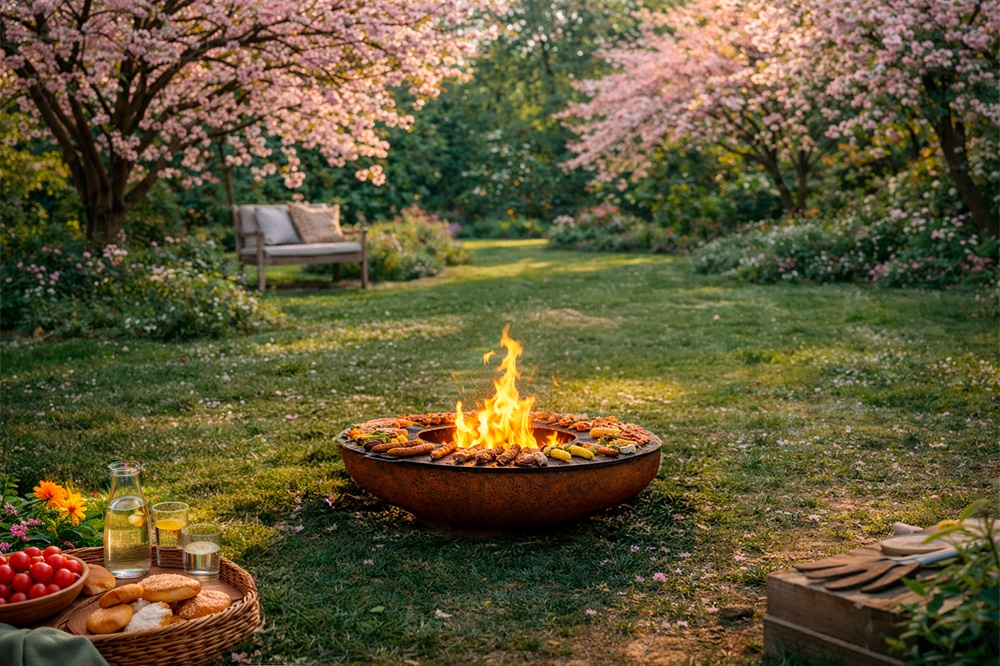 Pebetero Nora Flames 100 acero corten 4