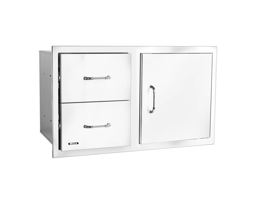 Combo puerta + 2 cajones 80 cm inox con relieve 