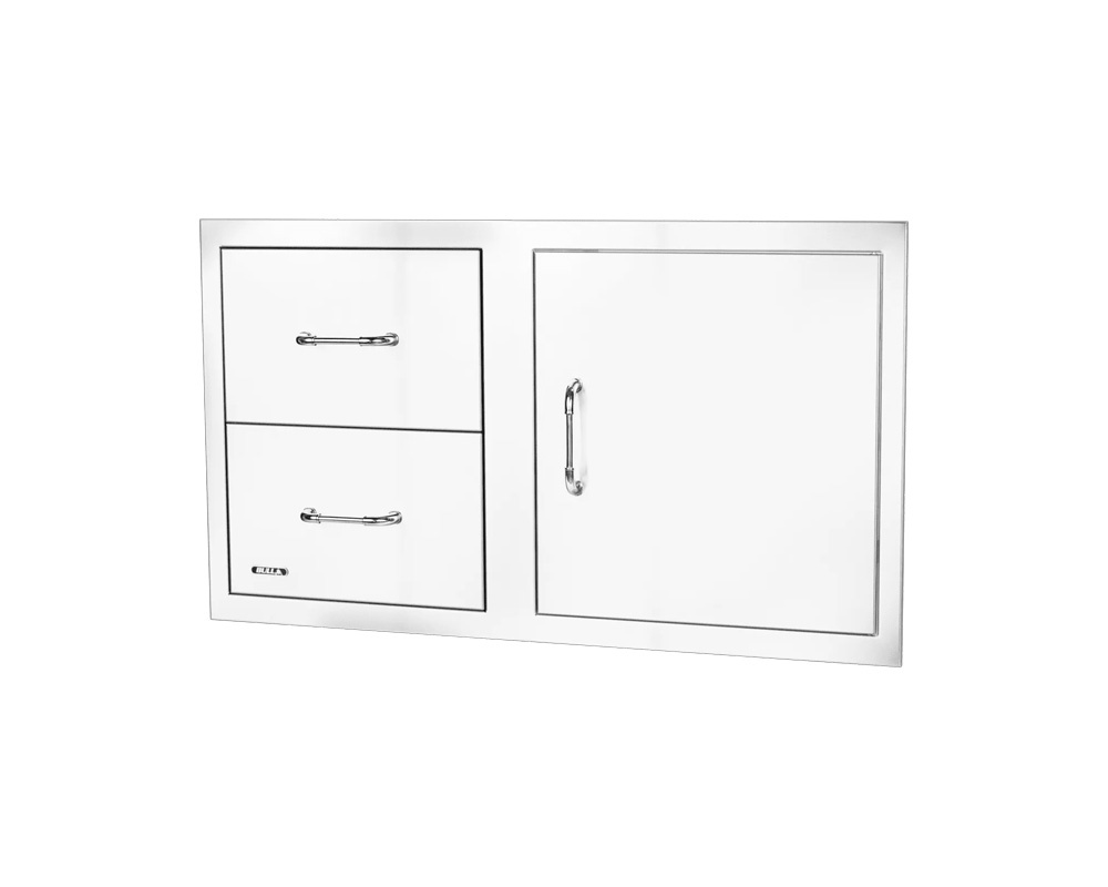 Combo puerta + 2 cajones 80 cm inox con relieve 1