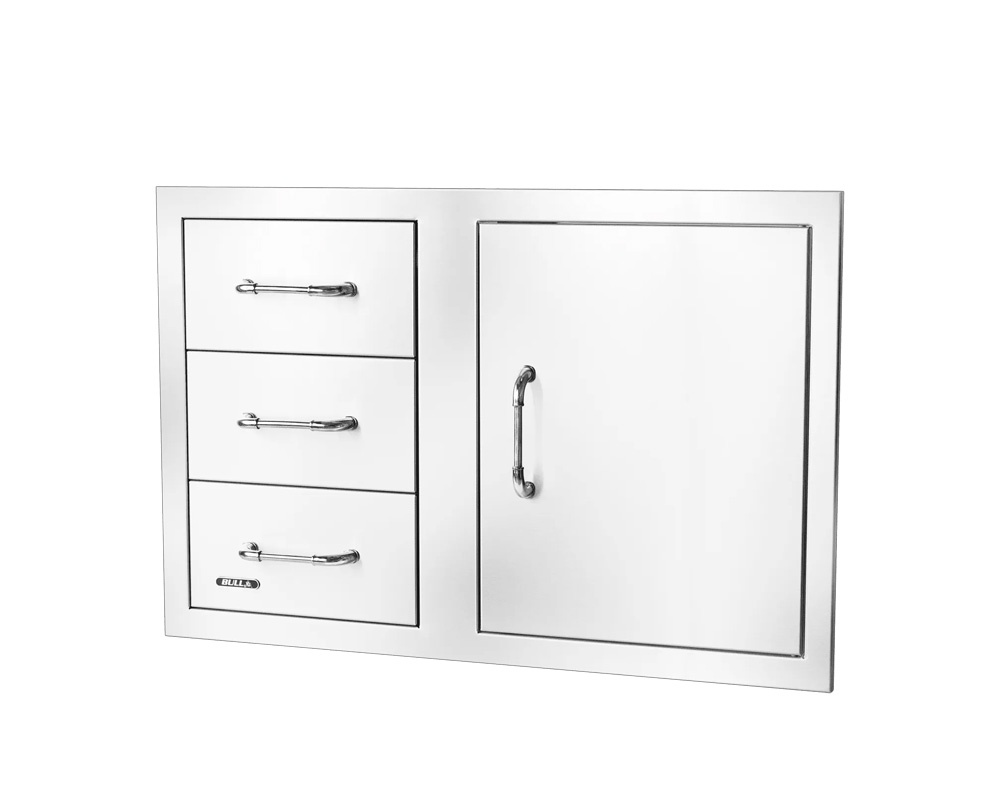 Combo puerta + 3 cajones 80 cm inox con relieve 3
