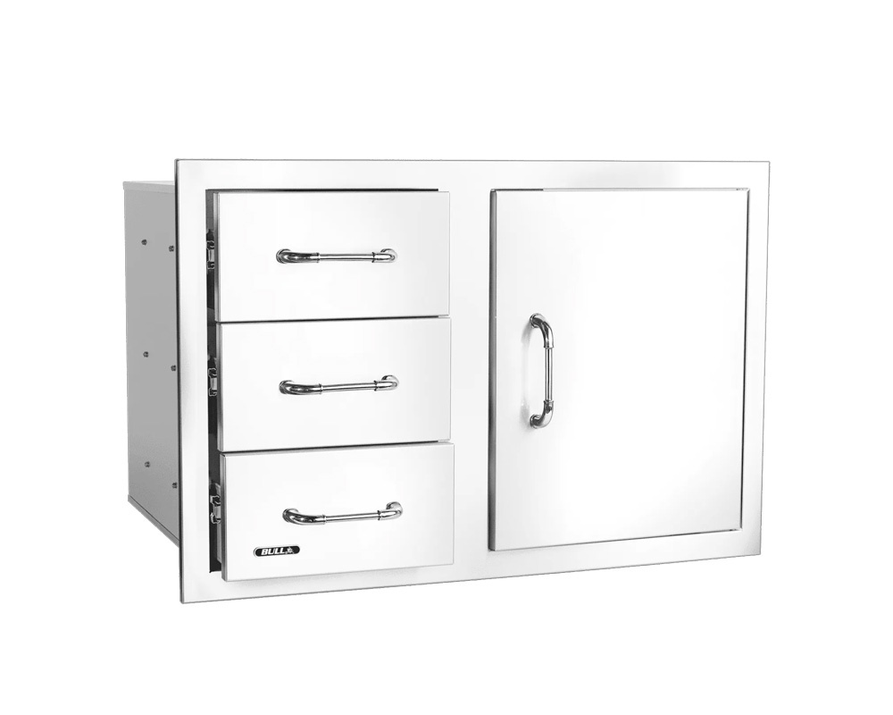 Combo puerta + 3 cajones 80 cm inox con relieve 1