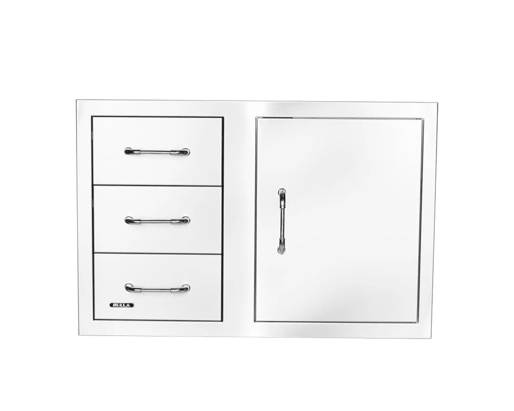 Combo puerta + 3 cajones 80 cm inox con relieve 2