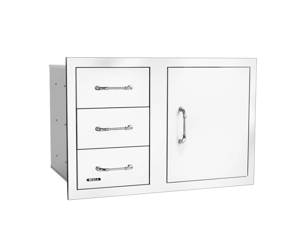 Combo puerta + 3 cajones 80 cm inox con relieve 