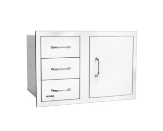 Combo puerta + 3 cajones 80 cm inox con relieve 