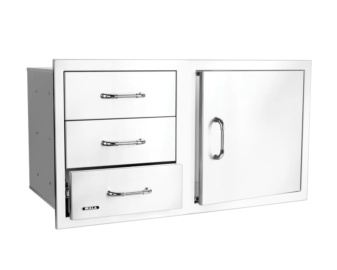 Combo puerta + 3 cajones 100 cm inox con relieve 