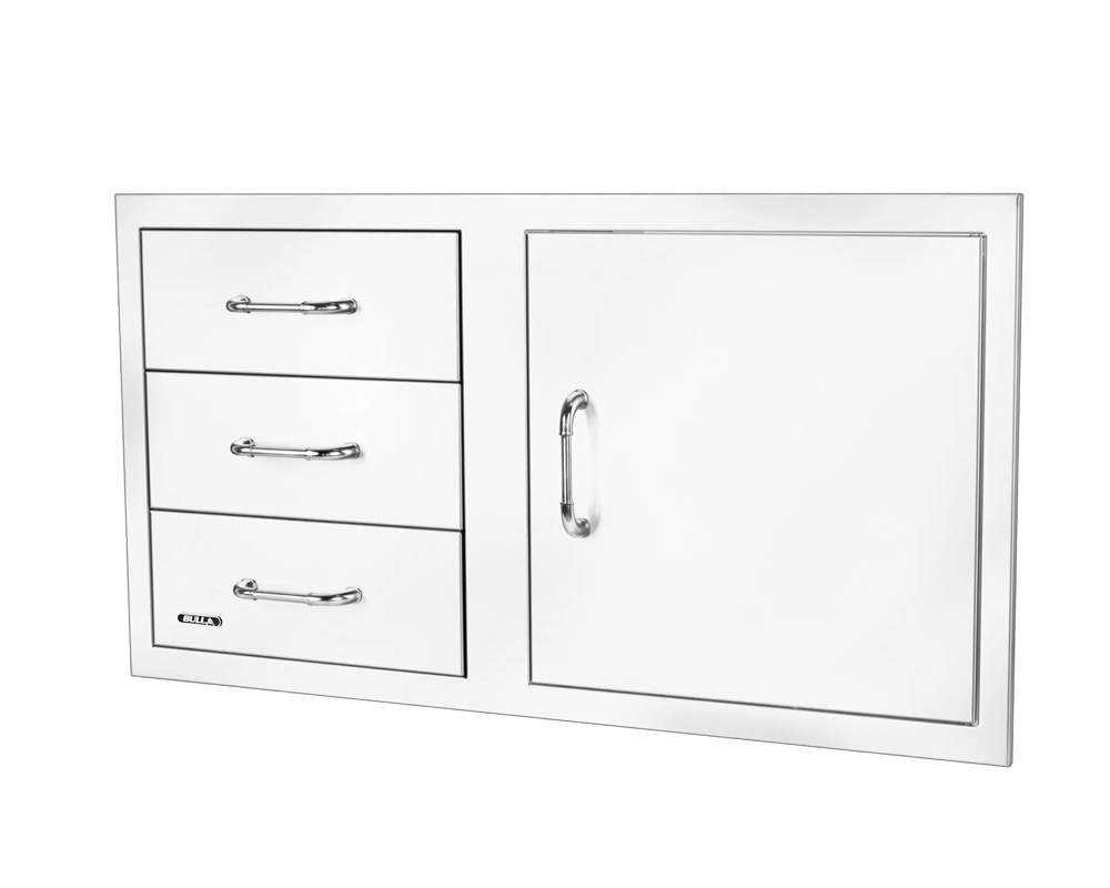 Combo puerta + 3 cajones 100 cm inox con relieve 1