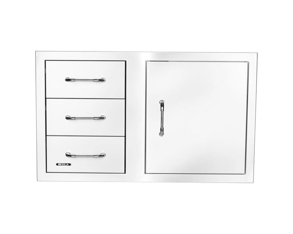 Combo puerta + 3 cajones 100 cm inox con relieve 2