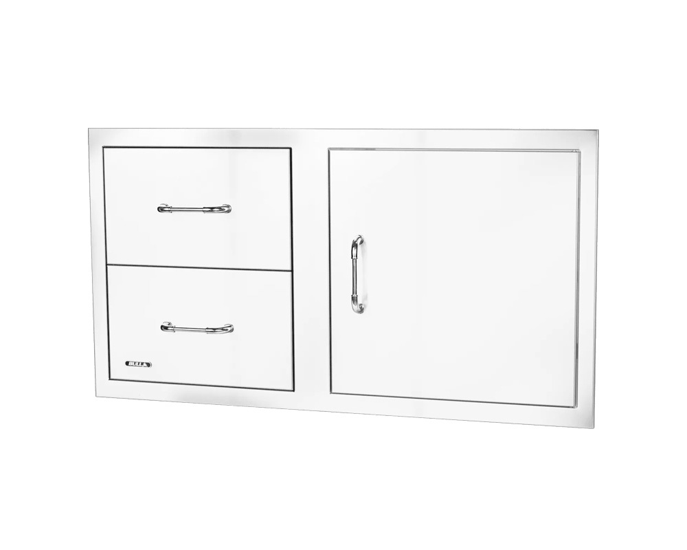 Combo puerta + 2 cajones 100 cm inox con relieve 2