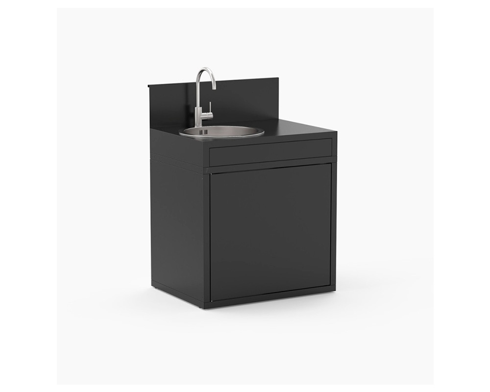 Módulo de fregadero de 80cm de acero negro serie 