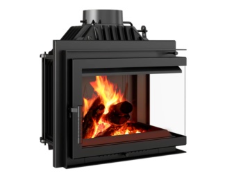 Chimenea de leña SIMPLE M Esquinera (Puerta lateral)