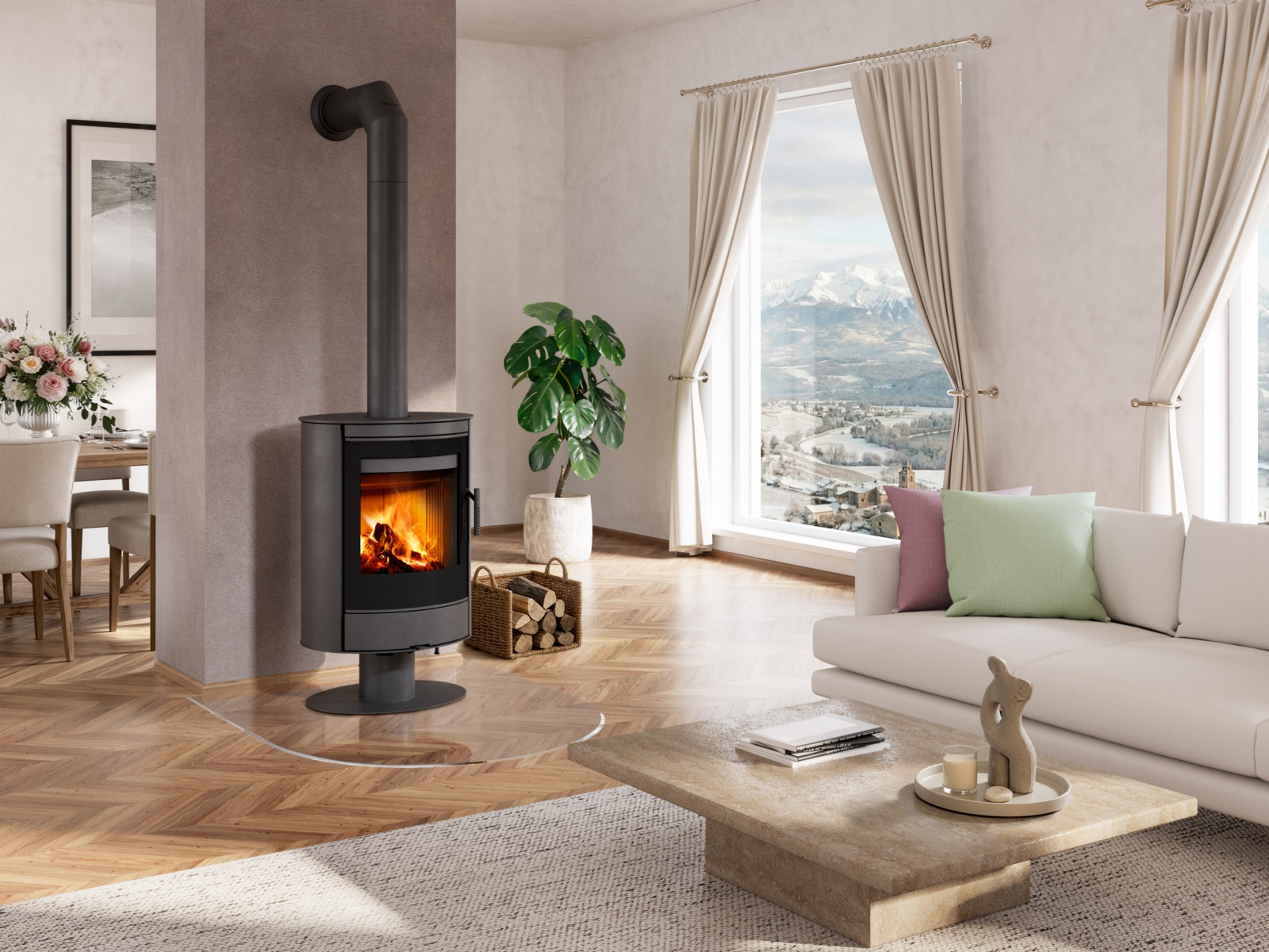 Estufa de leña STROMBOLI G T30 metálica, puerta serigrafiada