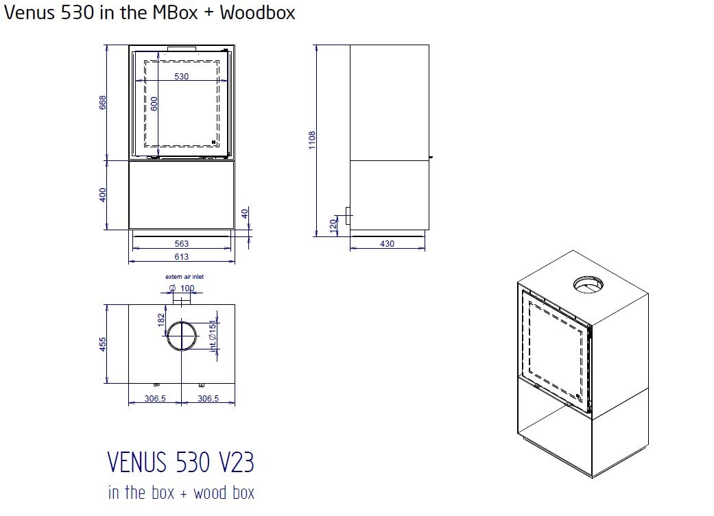 Estufa de leña VENUS IN THE BOX 530 4