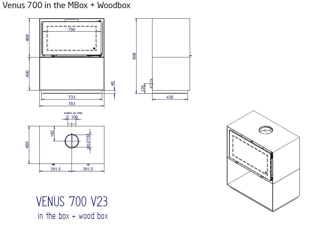 Estufa de leña VENUS IN THE BOX 700 6